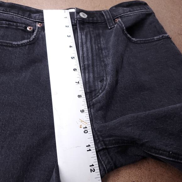 Abercrombie & Fitch Straight Jeans Women 24/00 Black Faux Leather Legs 90s Grung - Picture 6 of 11